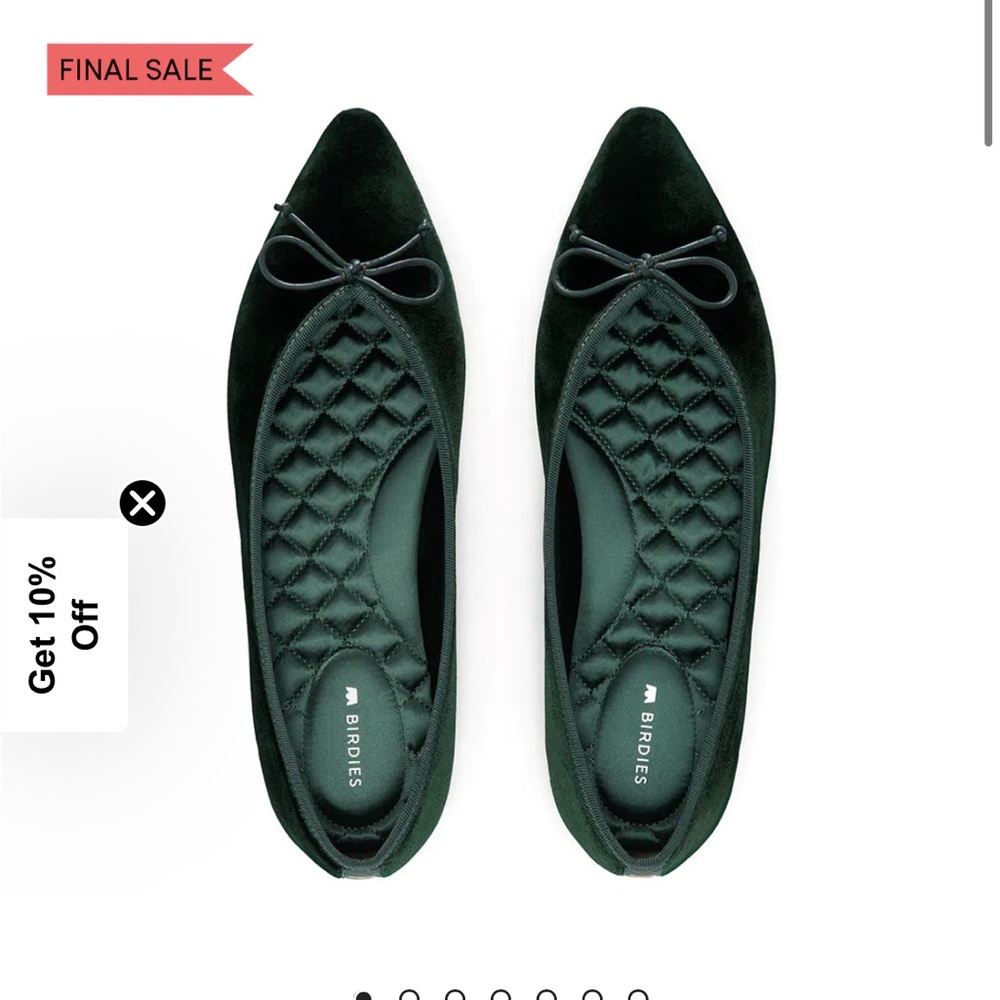 Birdies Dark Green Velvet Flats
